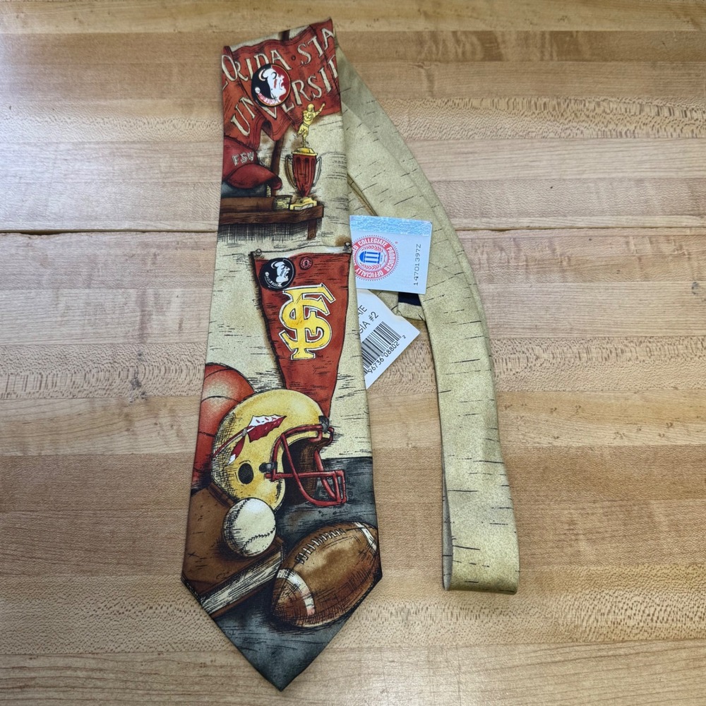 Vintage Florida State Seminoles Nostalgia FSU Men's Silk Tie NWT